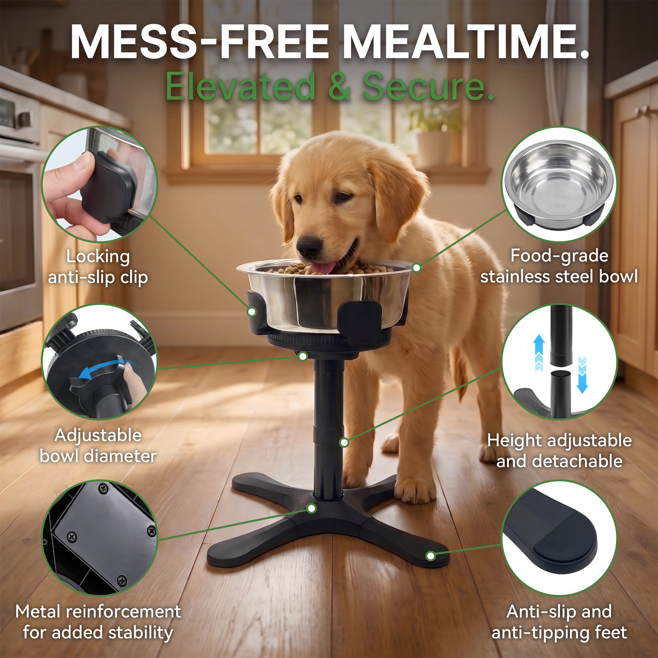 Tolobeve Adjustable Elevated Dog Bowl Stand photo 5