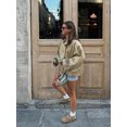 thumbnail image 4 of Chaqueta corta de retales caqui para mujer, abrigo holgado con solapa de un solo pecho, ropa de calle informal de nuevo diseño, 2024, 4 of 5