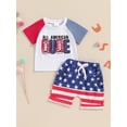thumbnail image 2 of Niusricy 4th of July Outfit for Kids Boy 0-3T Toddler Short Sleeve T-Shirts Letter Embroidery Crew Neck Tops with Stripe Star Shorts Infant Baby Fashion Casual Clothes for Independence Day, 2 of 8