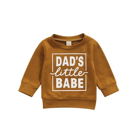 

Frobukio Autumn Infant Baby Boys Girls Casual Sweatshirt Letter Print Long Sleeve Pullover Spring Clothes Caramel 6-12 Months