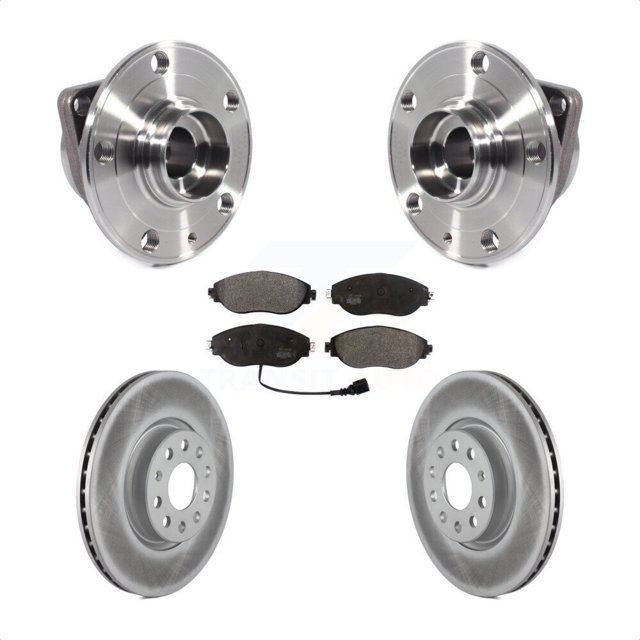Transit Auto Front Hub Bearing Assembly Coated Disc Brake Rotors and Semi-Metallic Pads Kit for Car Volkswagen GTI Arteon KBB-113762