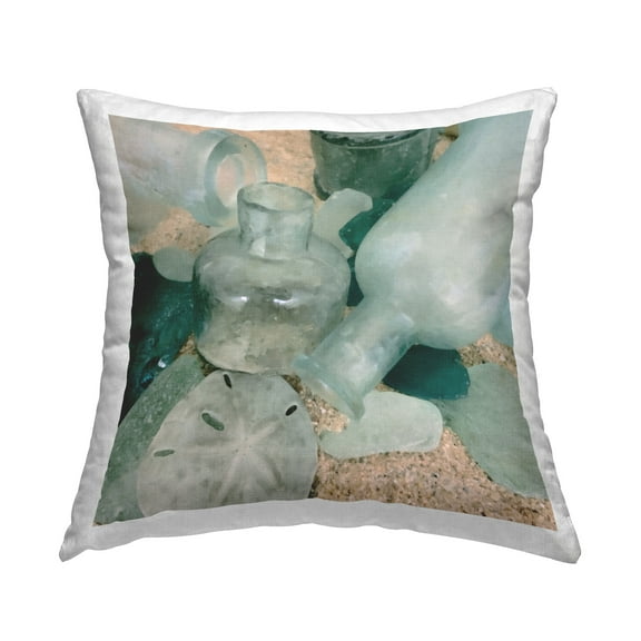 Stupell Industries Beach Seaglass & Bottles Decorative Printed Throw Pillow Design by GraffiTee Studios