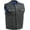 Black Blue, variant on - Downside - Men's Motorcycle Biker Riding Black Leather Vest - Small