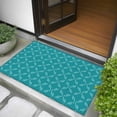 thumbnail image 5 of 2x3 Door Mat Rug, Teal Morocco Non-Skid Rubber Backing Large Rectangle Rugs - Living Room Bedroom Home Office, Geometric Leaf Diamond Lattice Abstract Indoor Floor Mat Carpets Washable Rug, 5 of 9