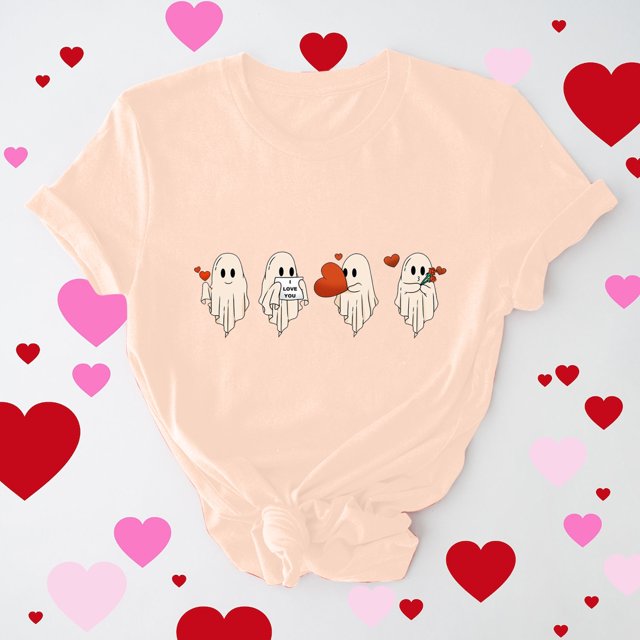 Cadeaux de la Saint-Valentin T-shirt Décontracté à Col Rond Manches Courtes Imprimé Arbre de Noël pour Femmes