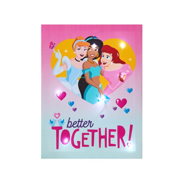 Disney Princess LED Canvas Art for Children's Room Décor, Pink