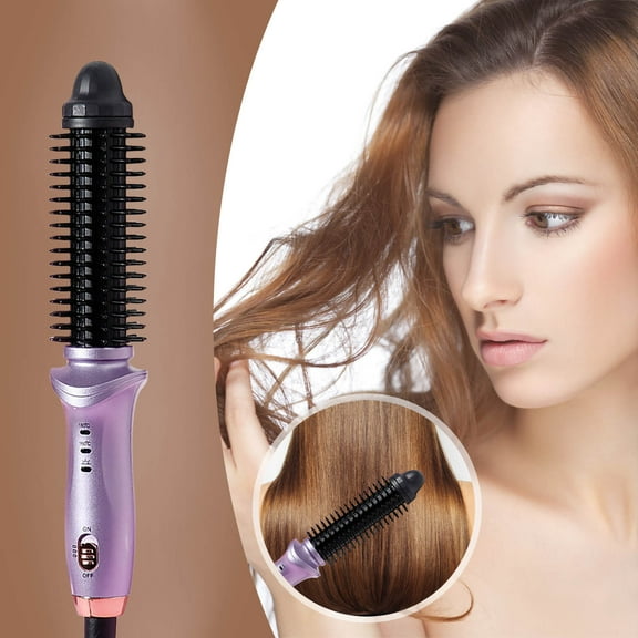 Curling Brush,Curling Iron Heated Round Brush,Fully Automatic Curling Iron,Mini Curling Brush For Short Hair Electric Wand Curling Iron Ceramic Hair Tools(Purple 11.4*2in)from Biweutydys