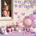 thumbnail image 3 of Decoraciones para fiestas de cumpleaños con tema de mariposas moradas de TSOUOEA, 3 of 8