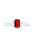 thumbnail image 4 of Rosec Jewels Emerald Cut Lab Grown Ruby Solitaire Ring with Diamond (4X6 mm, AAAA Grade), 18K White Gold, US 3.00, 4 of 8