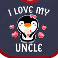 thumbnail image 4 of Inktastic I Love My Uncle with Cute Penguin and Hearts Girls Baby Bib, 4 of 4