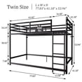 thumbnail image 5 of Leumius Low Loft Bed Twin Size,Metal Bunk Bed with Guardrail and 3-Step Ladder,Space Saving,Black, 5 of 12