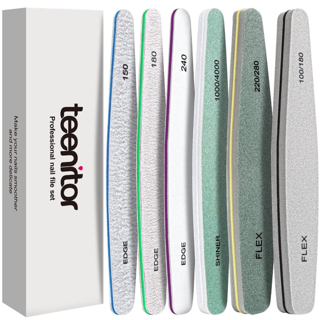 Set de Limas de Uñas de Gel Teenitor Profesional Lavable de Doble Cara