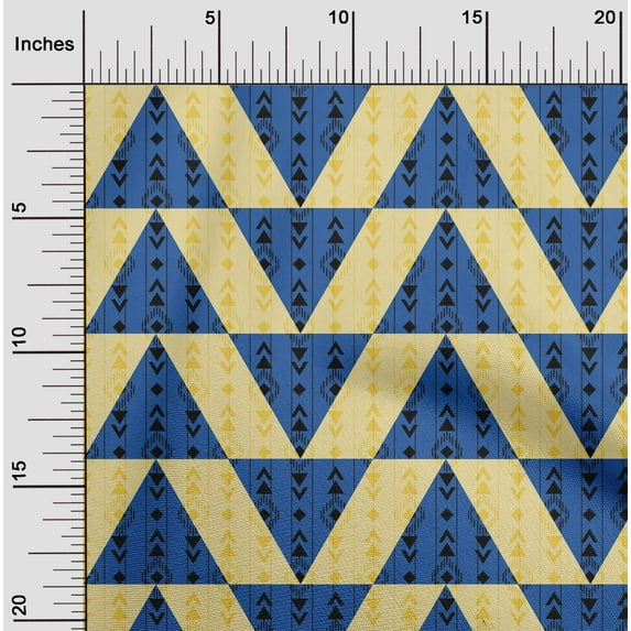 oneOone Organic Cotton Poplin Twill Fabric Stripe|Diamond & Triangle Geometric Print Fabric BTY 42 Inch Wide