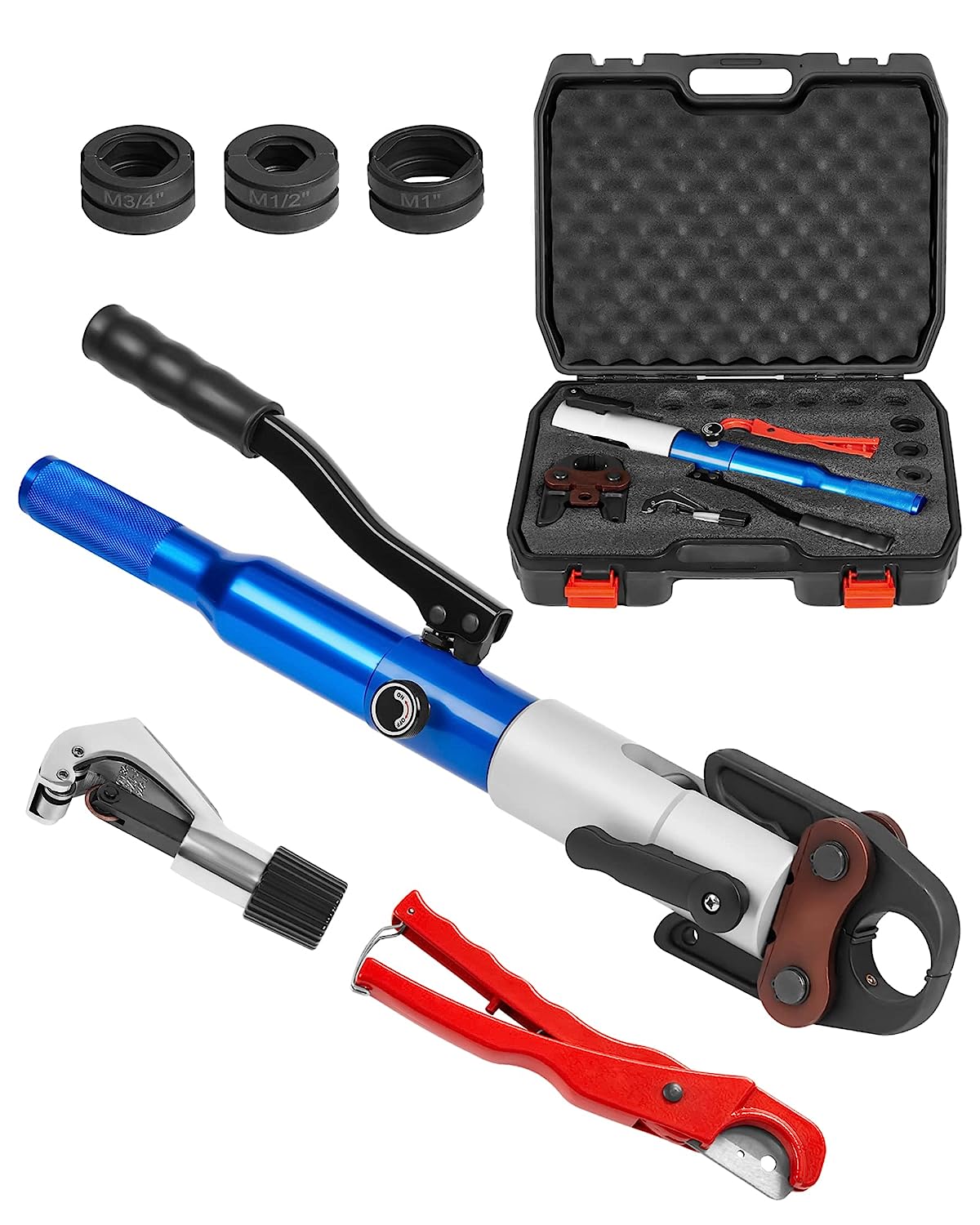 WhizMax Copper Tube Fittings Crimping Tool with 1/2'', 3/4'', 1''Jaw