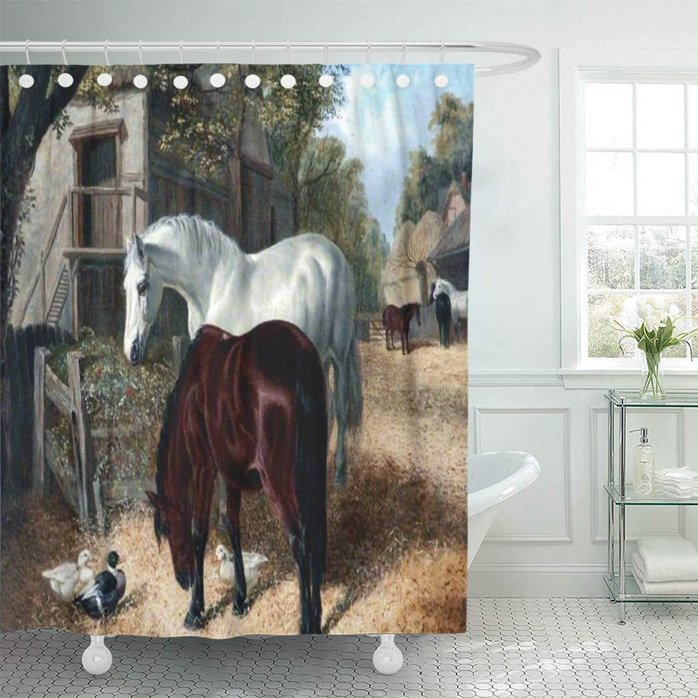 SUTTOM Painting Farm Scene Horses Fine John Herring Vintage Shower