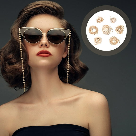 QIFULL 7Pcs Glasses Chain Metallic Eyewear Holder Simple Design Golden Keeps Mask Secure Back to School