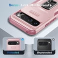 thumbnail image 2 of KOMI for Google Pixel 9/9 Pro Case with Tempered Glass Screen Protector and Camera Lens Cover,Rotated Ring Stable Kickstand,Heavy Duty Shockproof Protective Phone Cover-Pink, 2 of 5