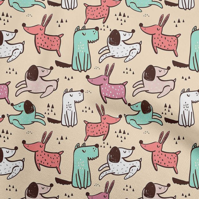 oneOone Rayon Pale Orange Fabric Dog Cartoon Sewing Craft Projects Fabric Prints By Yard 56 Inch Wide-VZ