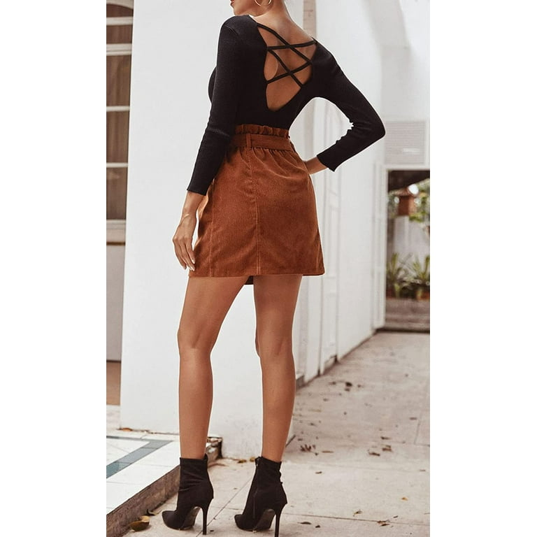 High waisted paper bag skirt outlet