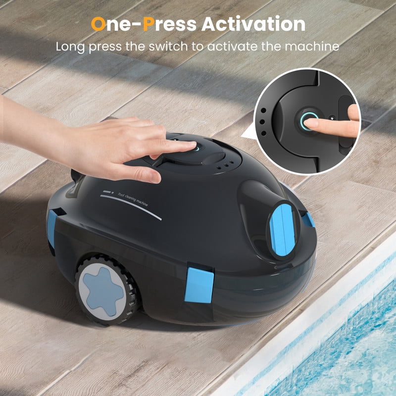 POWEART Cordless Robotic Pool Cleaner, 90-Min Auto Vacuum, Smart Edge Shutoff, Deep Clean, Large Filter Basket for Flat Above-Ground Swimming Pools