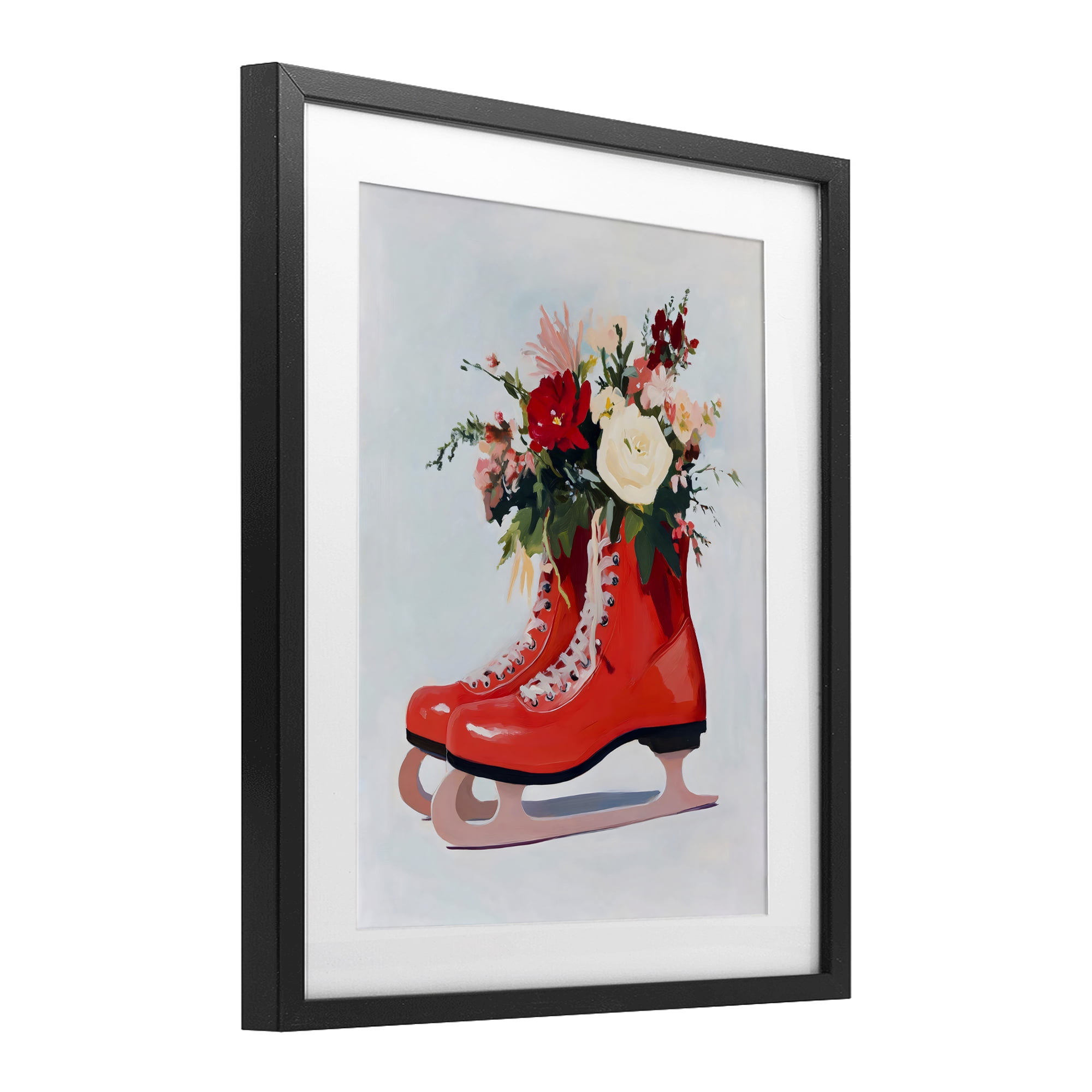 Stupell Industries Floral Ice Skates Black Framed Print Under Glass, design by The Prints Vibe