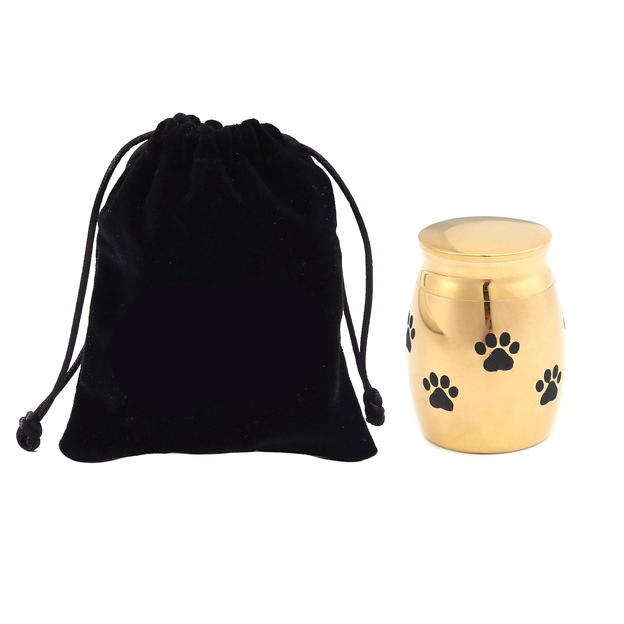 Gold Mini Sized Funeral Pets Ashes Cremation Urns for Dog Cat Keepsake Stainless Steel Warterproof Paw Pet Memorial Ash Container with Free Anavia Pouch