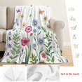 thumbnail image 5 of Spring Floral Blanket Soft Cozy Warm Throw Blanket for Couch, Plush Fuzzy Flannel Fleece Blankets for Sofa, Pink Blue Flowers Botanical Butterflies Bed Blankets Lightweight Gifts for Women, 40"x50", 5 of 9