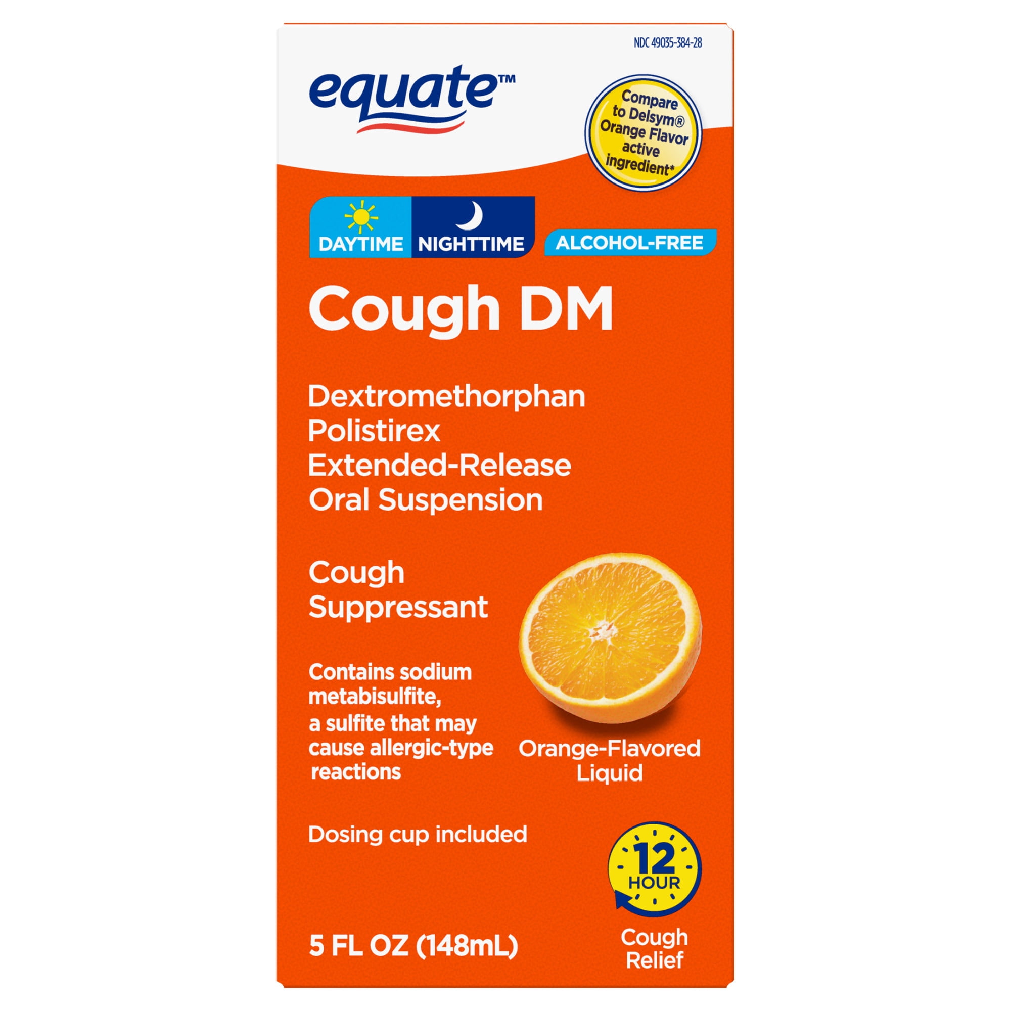Equate 12 Hour Cough DM Extended-Release Dextromethorphan, 5 fl oz Orange