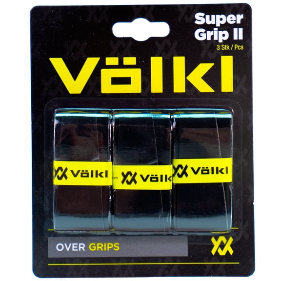 VOLKL SUPER GRIP II | Cotton | Overgrip | High Performance Tennis Grip (Black, 3 pack)