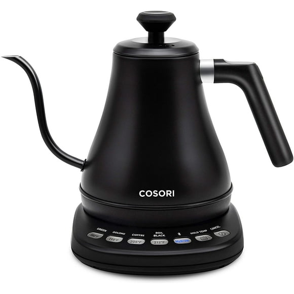 COSORI Electric Gooseneck Smart Bluetooth Temperature Control 5 Variable Presets Pour Over Kettle & Coffee Kettle, 100% Stainless Steel Inner Lid & Bottom, 0.8L, Black