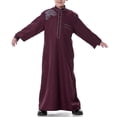 thumbnail image 5 of Coerni Thobe for Boys Embroidered Long Sleeve Muslim Outfits Half Buttons Kaftan Robe Casual Arabic Clothes for Youth Boy, 5 of 9