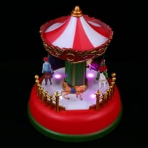 PTOOTP Red Luminous Music Merry Go Round Figurine Holiday Decoration