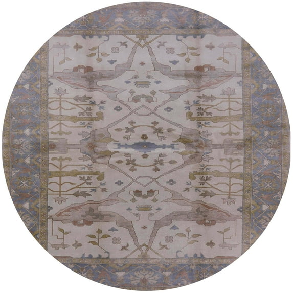 Ahgly Company Machine Washable Indoor Round Industrial Modern Mauve Taupe Purple Area Rugs, 4' Round