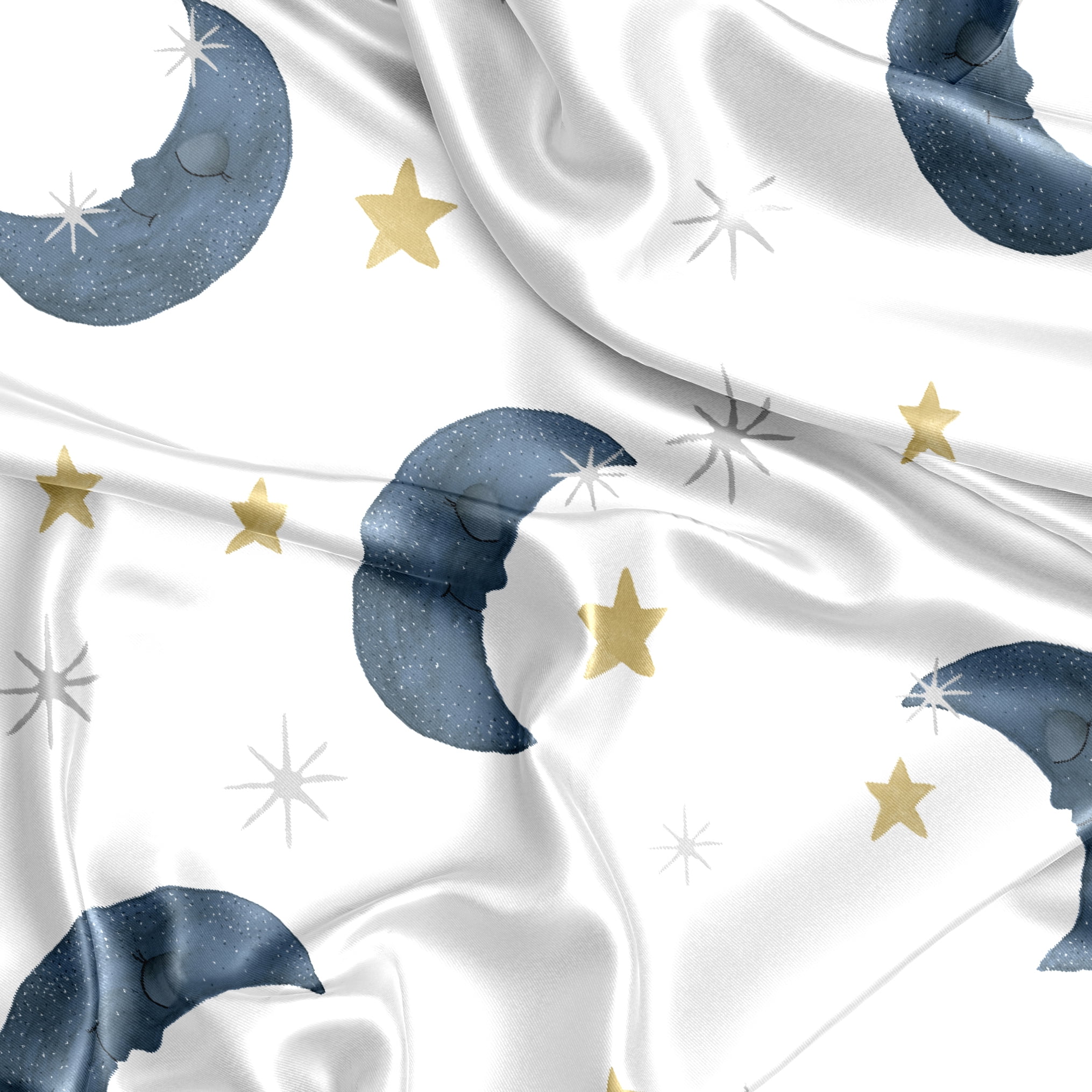 Sweet Jojo Designs Moon Bear Boy, Girl, Unisex/Gender Neutral Satin Fitted Crib Sheet