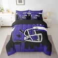thumbnail image 2 of jejeloiu American Rugby Football 7-Piece Twin Bedding Sets,Purple Black Bedding Comforter Set For Boys Teens Reversible, 2 of 8