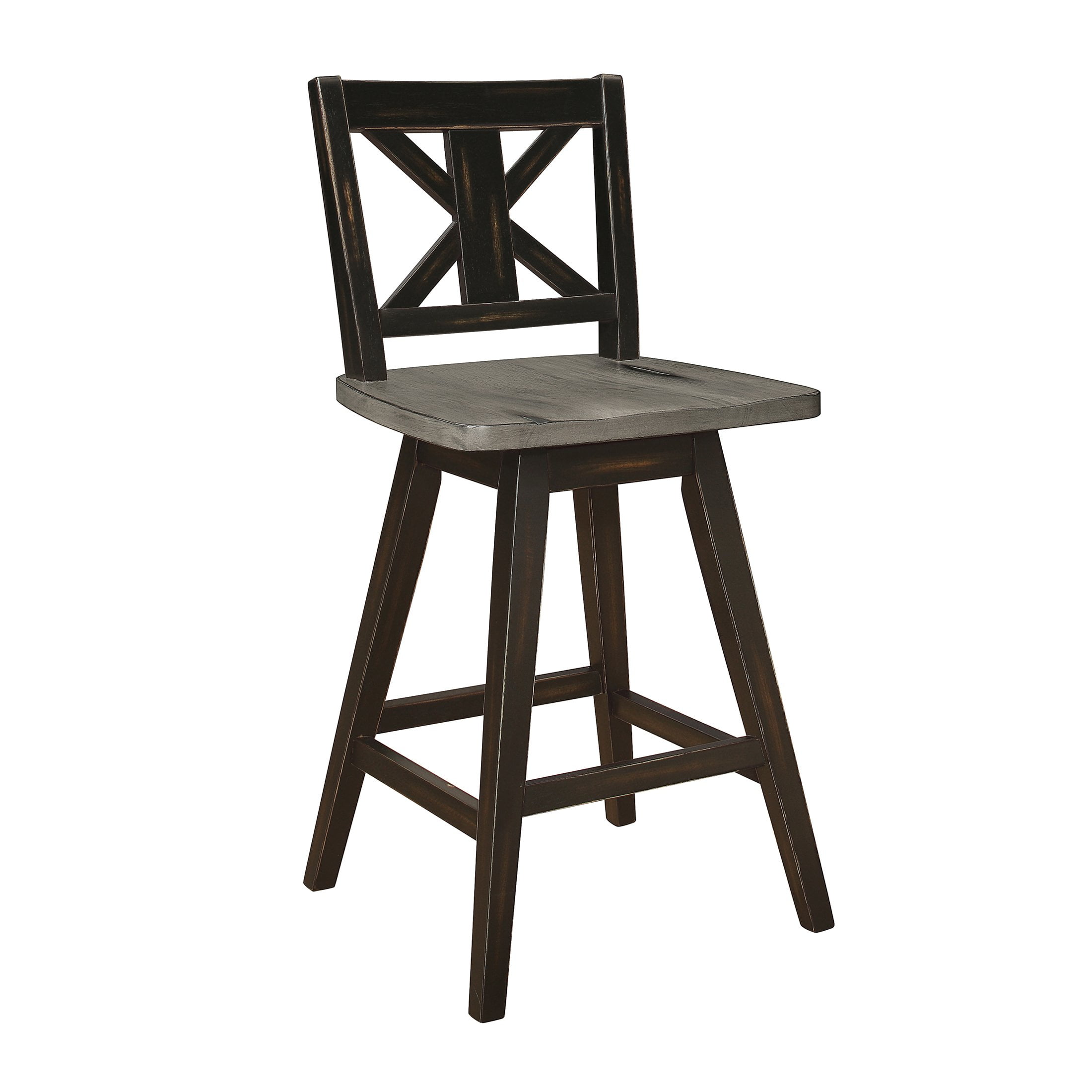 OakvillePark Roscoe Swivel Counter Height Barstool (Set of 2), Black/Gray