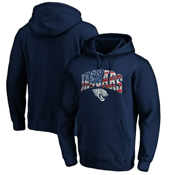 Men's Navy Jacksonville Jaguars Banner Wave Fitted Pullover Hoodie