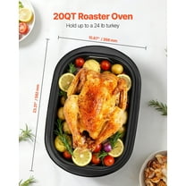 20QT Electric Roaster | 150-450°F Adjustable | Self-Basting Lid | Fits 24lb Turkey | Defrost & Warm