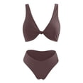 thumbnail image 5 of Bathing Suits Woman -Bikini Set For Women Solid V Neck Knot Front Push Up High Leg Thong Two Piece Swimsuit, Bikinis For Women, 5 of 5