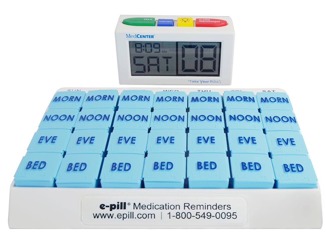 ePill 4 Times a Day x 7 Day Large Weekly Pill Organizer with 4 Alarm