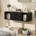 thumbnail image 3 of LINJH Floating TV Stand, Wall Mounted TV Console Table with Doors, Entertainment Media Center Under TV, Modern TV Cabinet for Living Room, Bedroom, Office-Black, 3 of 10