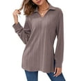 thumbnail image 3 of Women'S 2025 Fall Long Sleeve Half Zip Casual Oversized Ribbed Knit Pullover Sweater Top Pink S, 3 of 9