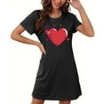 thumbnail image 4 of yillto Women Nightgown Short Sleeve Sleepshirt Crewneck Heart Graphic Sleepwear Nightshirts Pajama Dress, 4 of 5