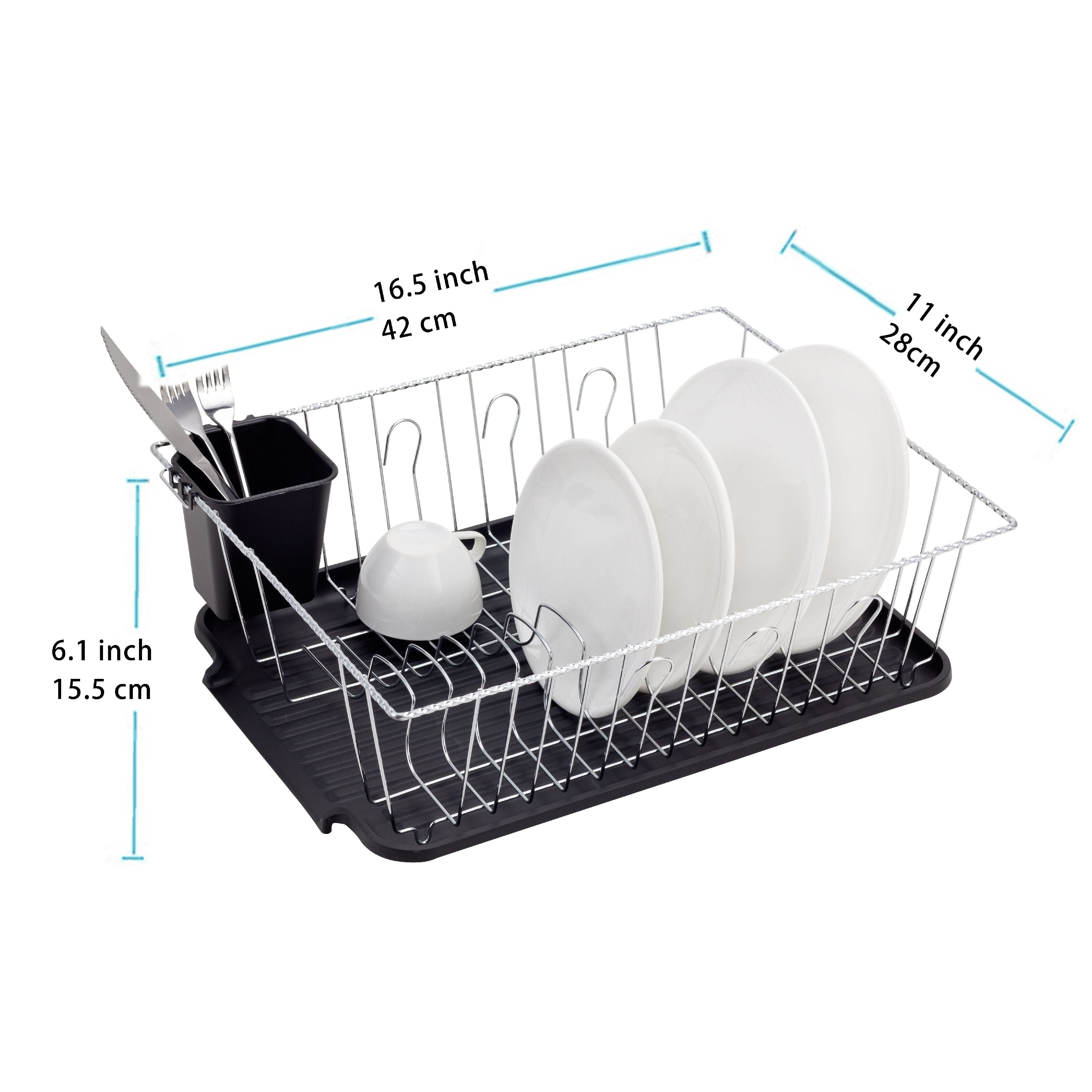 Hastings Home 12.5-in W x 16.5-in L x 13-in H Wood Dish Rack at