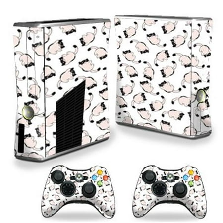 MightySkins XBOX360S-Raining Cats Skin Decal Wrap for Xbox 360 S Slim Plus 2 Controllers - Raining Cats Each Microsoft Xbox 360 S Slim Skin kit is printed with super-high resolution graphics with a ultra finish. All skins are protected with MightyShield. This laminate protects from scratching  fading  peeling and most importantly leaves no sticky mess guaranteed. Our patented advanced air-release vinyl guarantees a perfect installation everytime. When you are ready to change your skin removal is a snap  no sticky mess or gooey residue for over 4 years. This is a 8 piece vinyl skin kit. It covers the Microsoft Xbox 360 S Slim console and 2 controllers. You can t go wrong with a MightySkin. Features Hundreds of different designs Microsoft Xbox 360 S decal skin Microsoft Xbox 360 S case tan black Trending kittens Cats bandits Batman Background Microsoft Xbox 360 S skin Microsoft Xbox 360 S cover Microsoft Xbox 360 S decal Bonus Free matching wallpaper Quick and easy to apply Protect your Microsoft Xbox 360 S Slim from dings and scratchesSpecifications Design: Raining Cats Compatible Brand: Microsoft Compatible Model: Xbox 360 Slim Console - SKU: VSNS70353