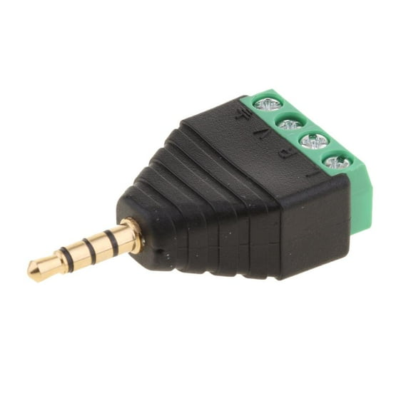 3.5mm 4 Pole Male to Screw Terminal Female Adapter,1/8inch Stereo Audio to AV 4Screw Connector