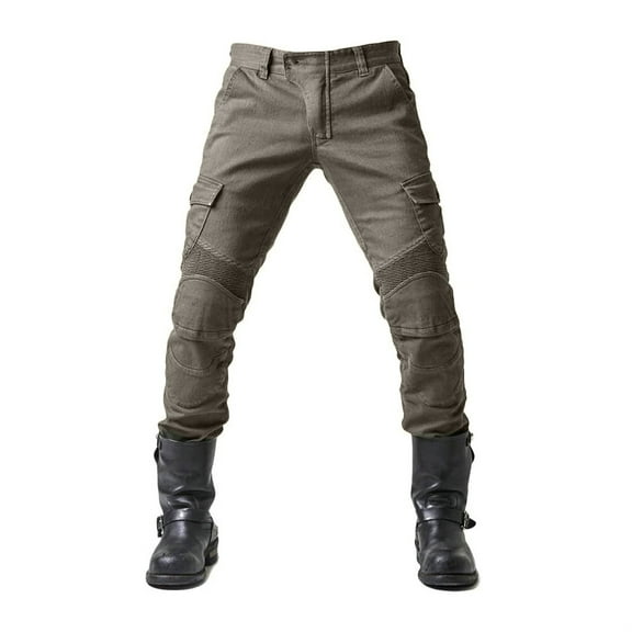 Qcmgmg Motorcycle Riding Pants for Men Biker Motocross Racing Jeans Cycling Protective Pants Army Green 4XL