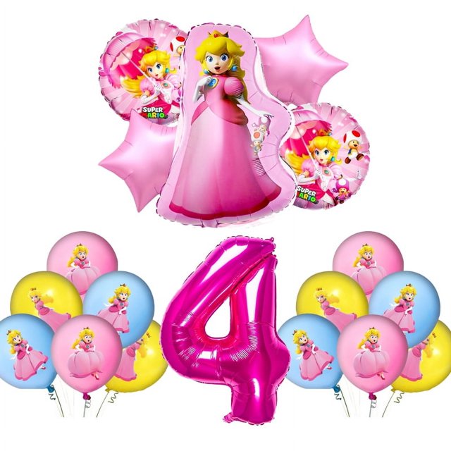 Decoración para fiesta de cumpleaños de la princesa Peach, recuerdos de fiesta de Mario rosa para niñas, globos, diadema, mantel, vasos, regalos para baby shower