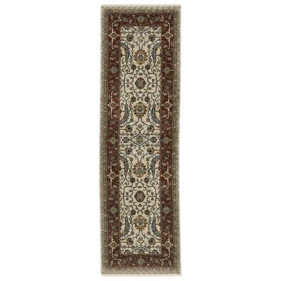 Oriental Weavers Aberdeen Area Rug - 144D1 - 2'3" x 7'6" - in Ivory/ Red - Vintage Inspired, Stain Resistant, Family and Pet Friendly , Entryway, Hallway Runner Rug