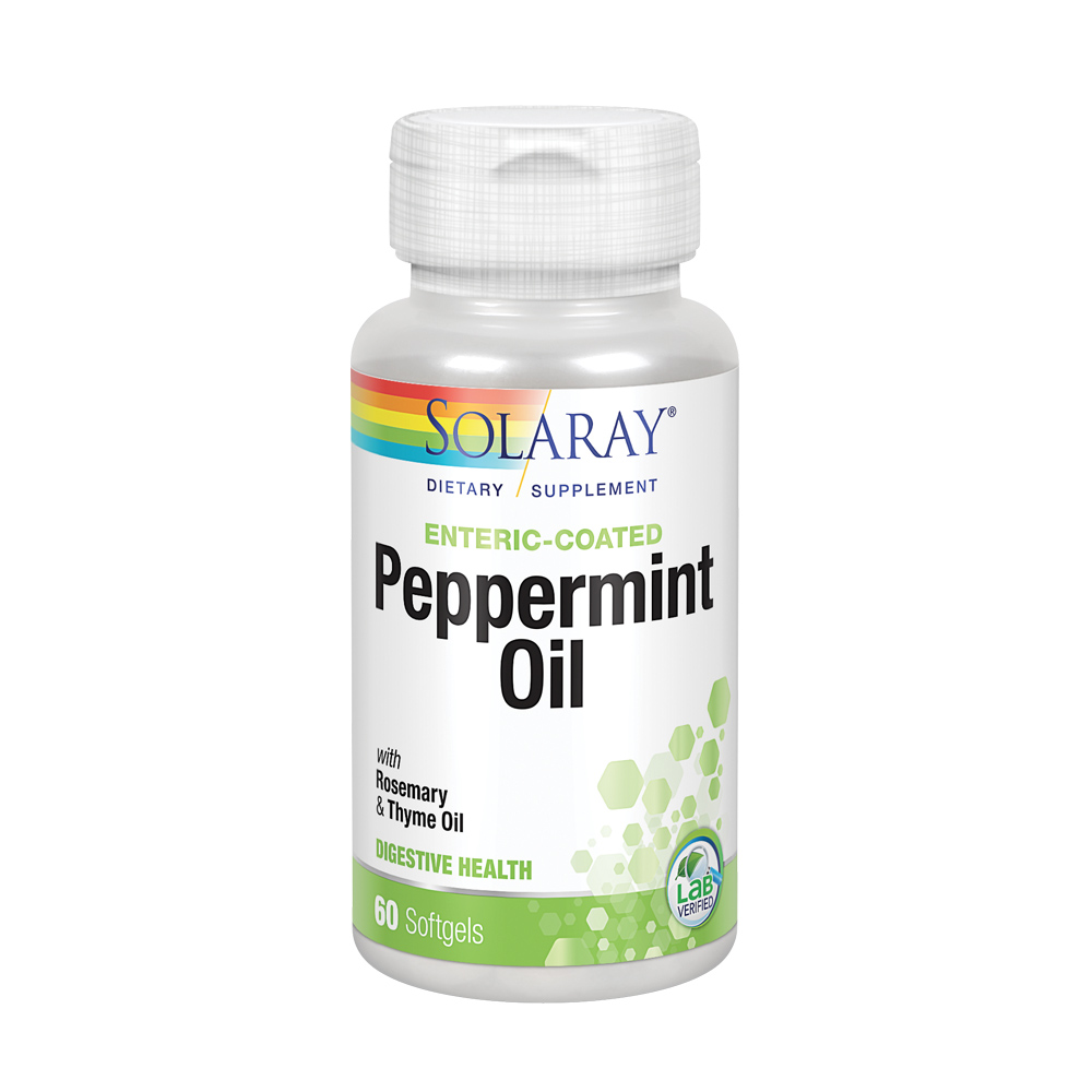 Solaray Peppermint Oil Enteric Coated w/ Rosemary & Thyme Oil Healthy, Soothing Digestion